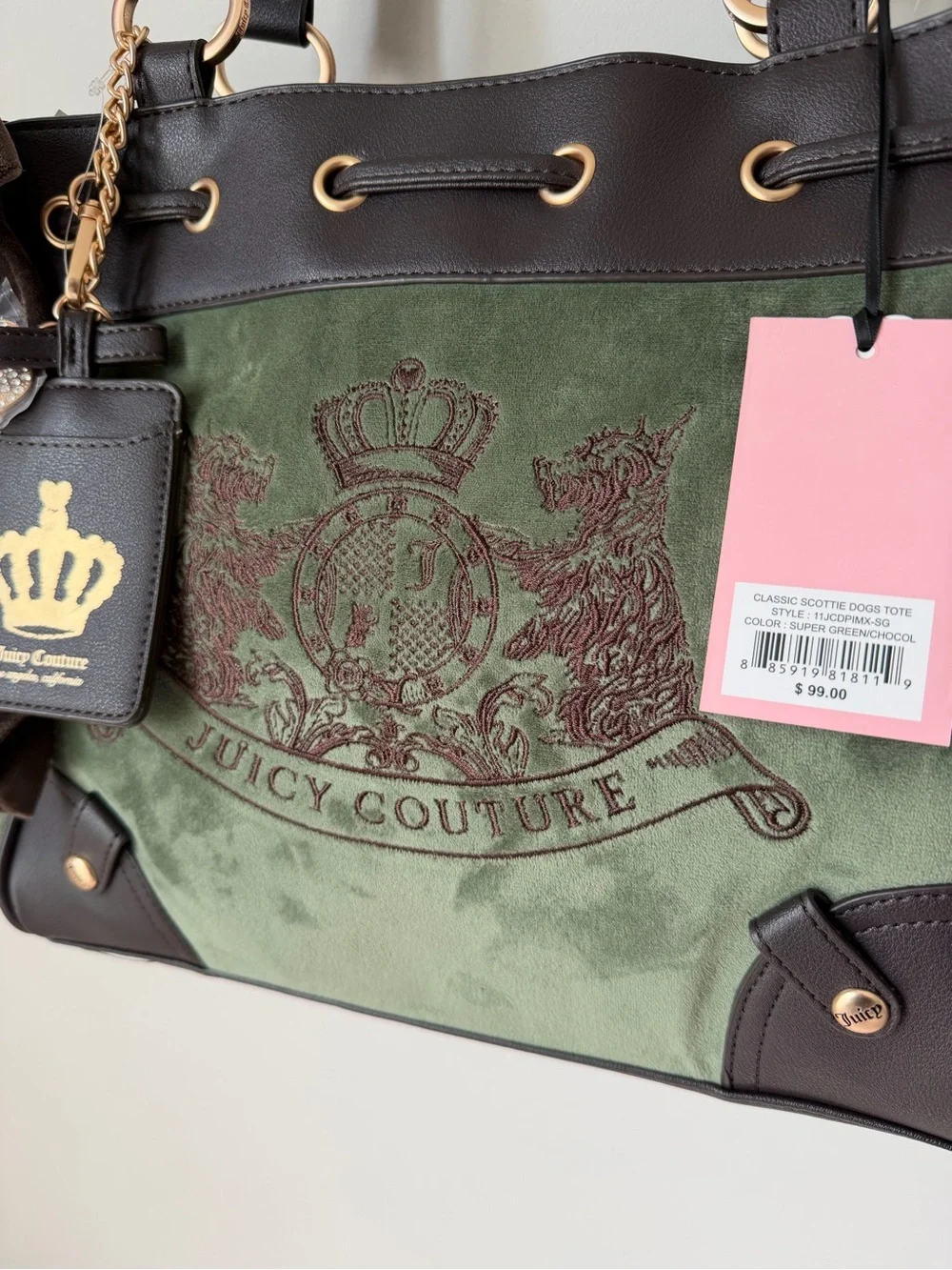 Juicy Couture Green and Black Scottie dog daydreamer Tote bag